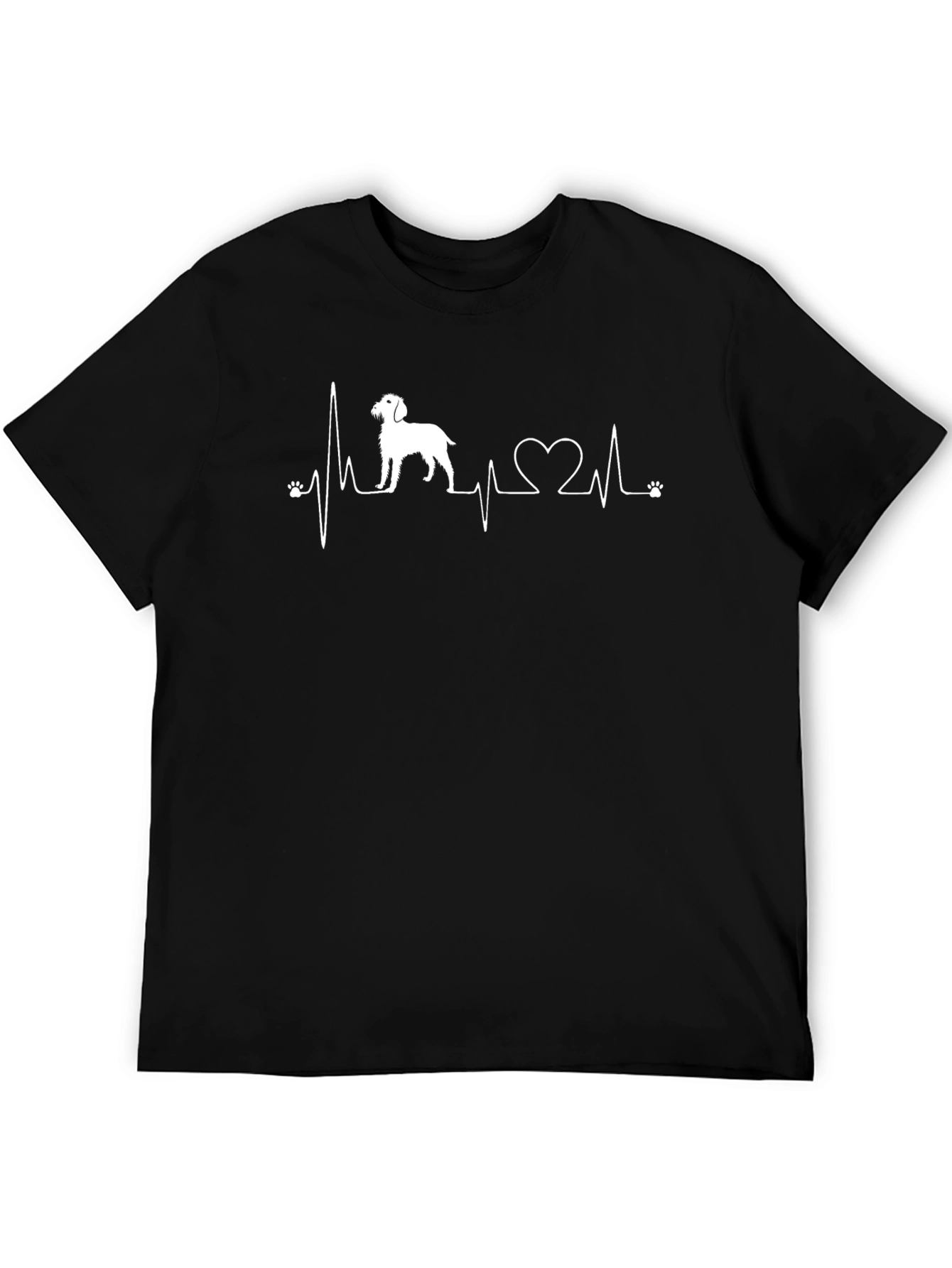 Dog Lover Heartbeat T-Shirt - Black Crew Neck Tee