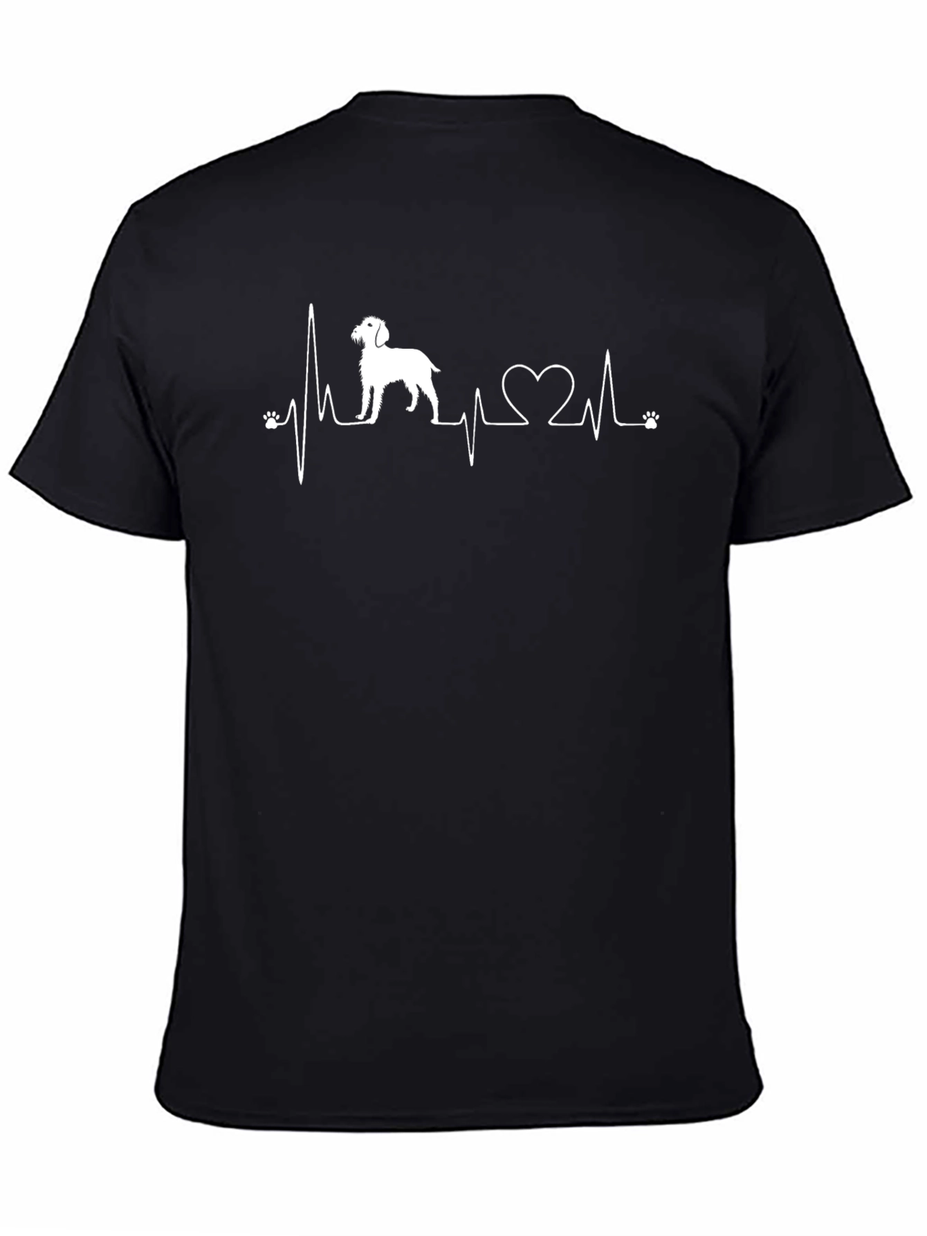 Dog Lover Heartbeat T-Shirt - Black Crew Neck Tee