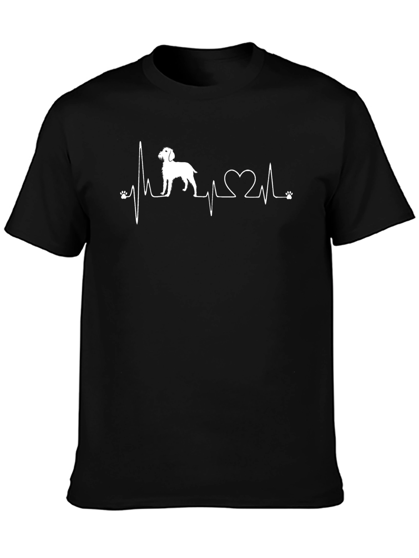 Dog Lover Heartbeat T-Shirt - Black Crew Neck Tee