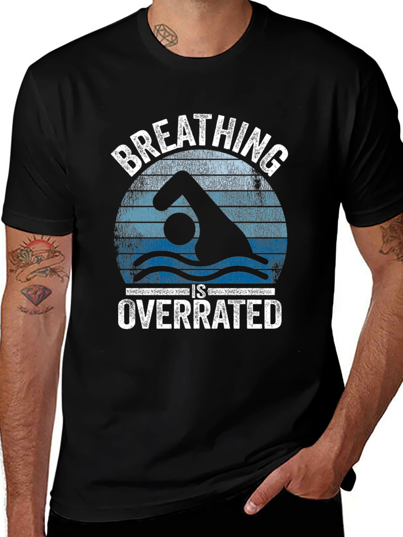 Breathing Is Overrated Swimmer Graphic T-Shirt