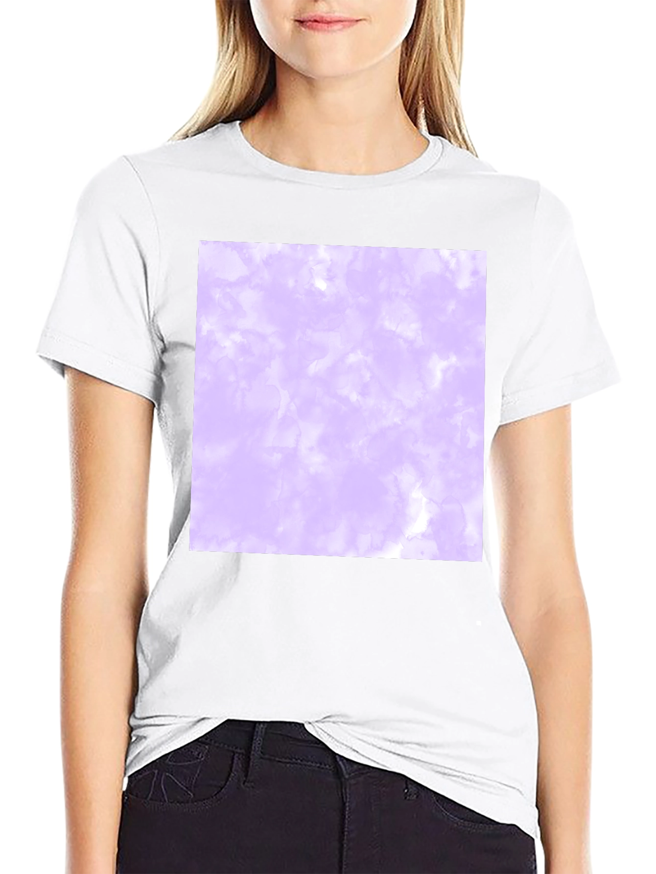 Mens Black T-Shirt with Abstract Purple Design