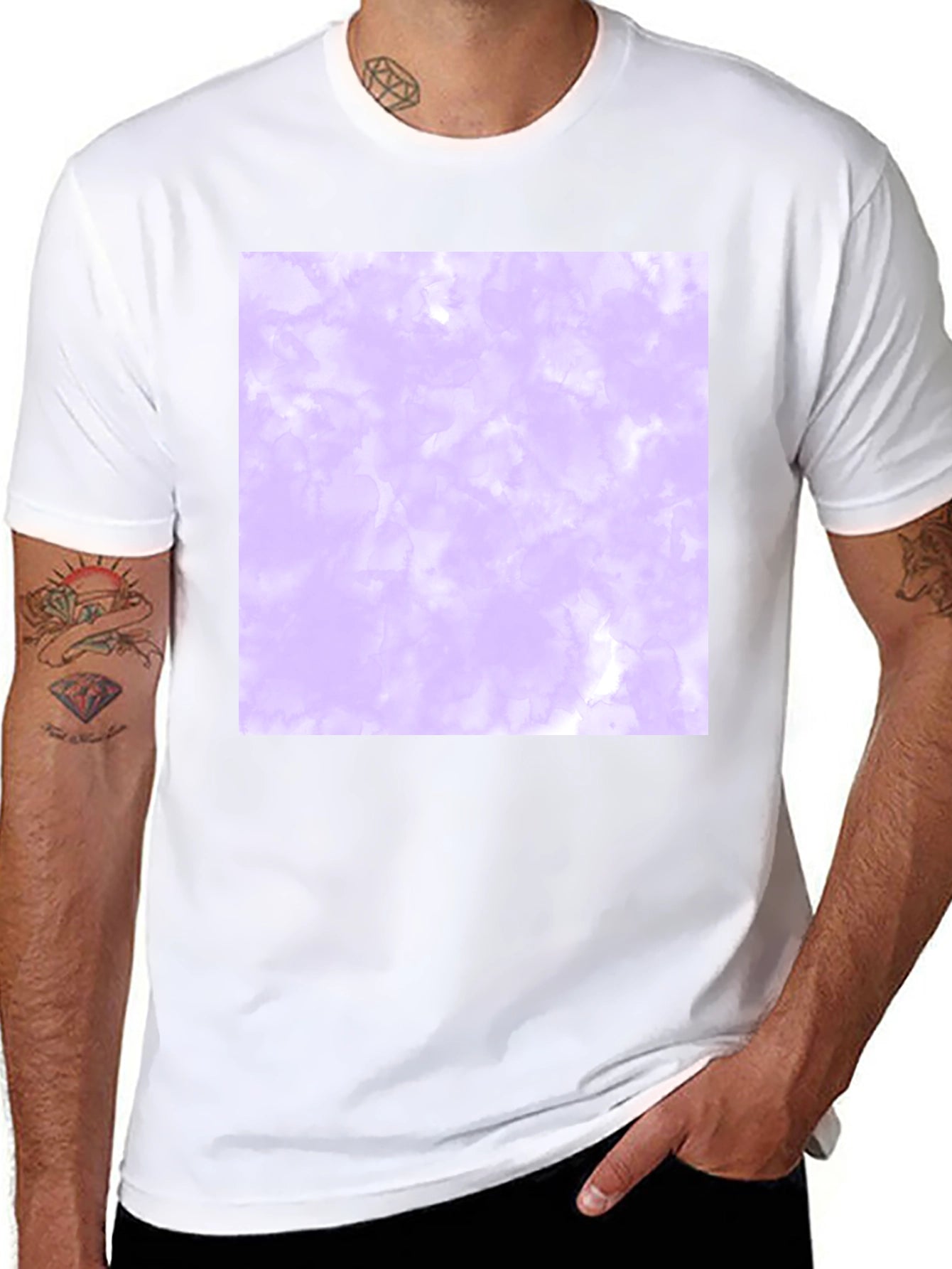 Mens Black T-Shirt with Abstract Purple Design
