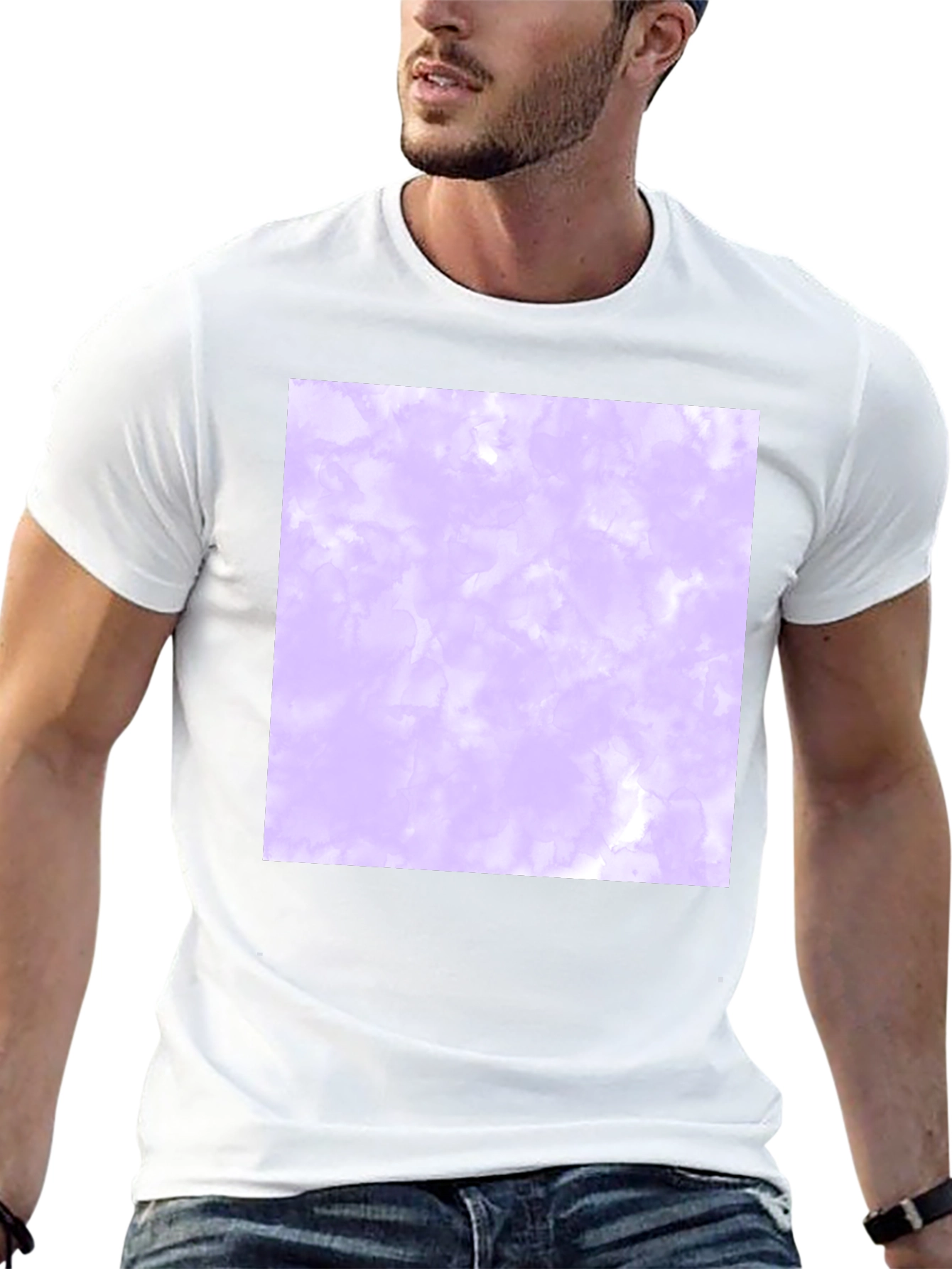 Mens Black T-Shirt with Abstract Purple Design