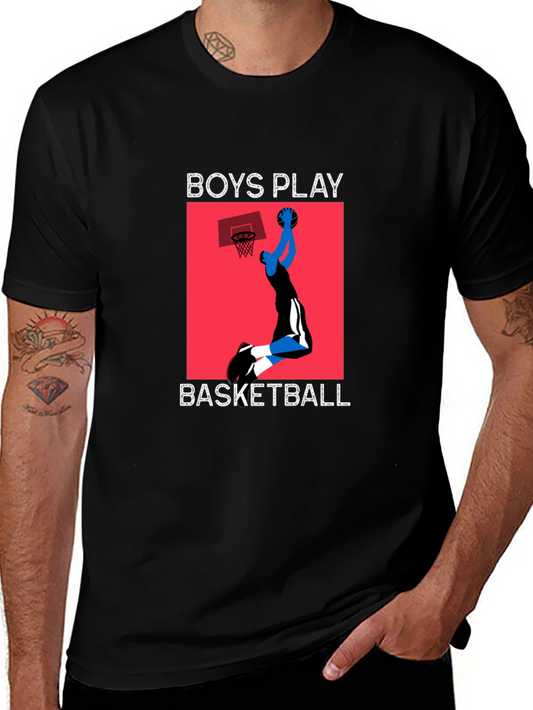 Boys Play Basketball Graphic T-Shirt