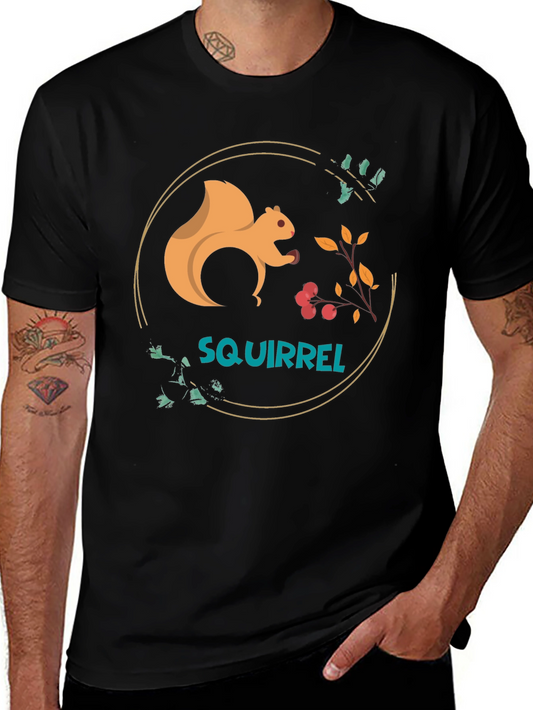Squirrel Graphic Tee - Black Cotton Blend T-Shirt