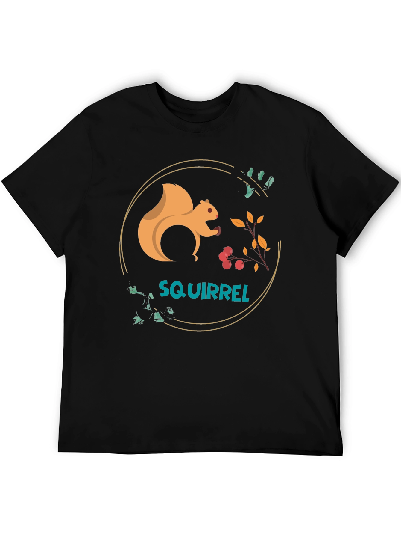 Squirrel Graphic Tee - Black Cotton Blend T-Shirt