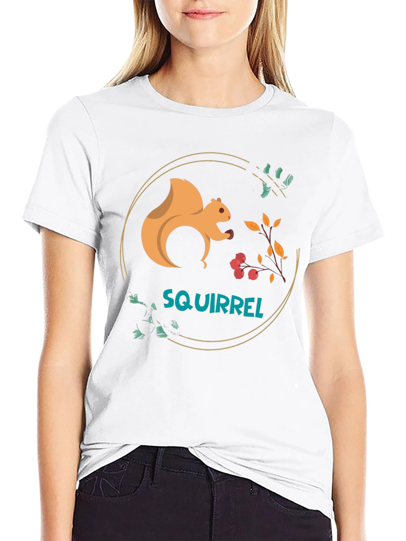 Squirrel Graphic Tee - Black Cotton Blend T-Shirt