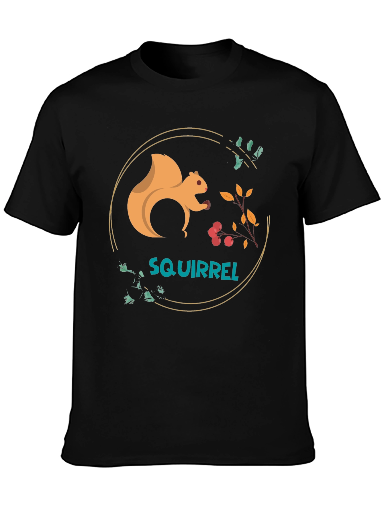 Squirrel Graphic Tee - Black Cotton Blend T-Shirt
