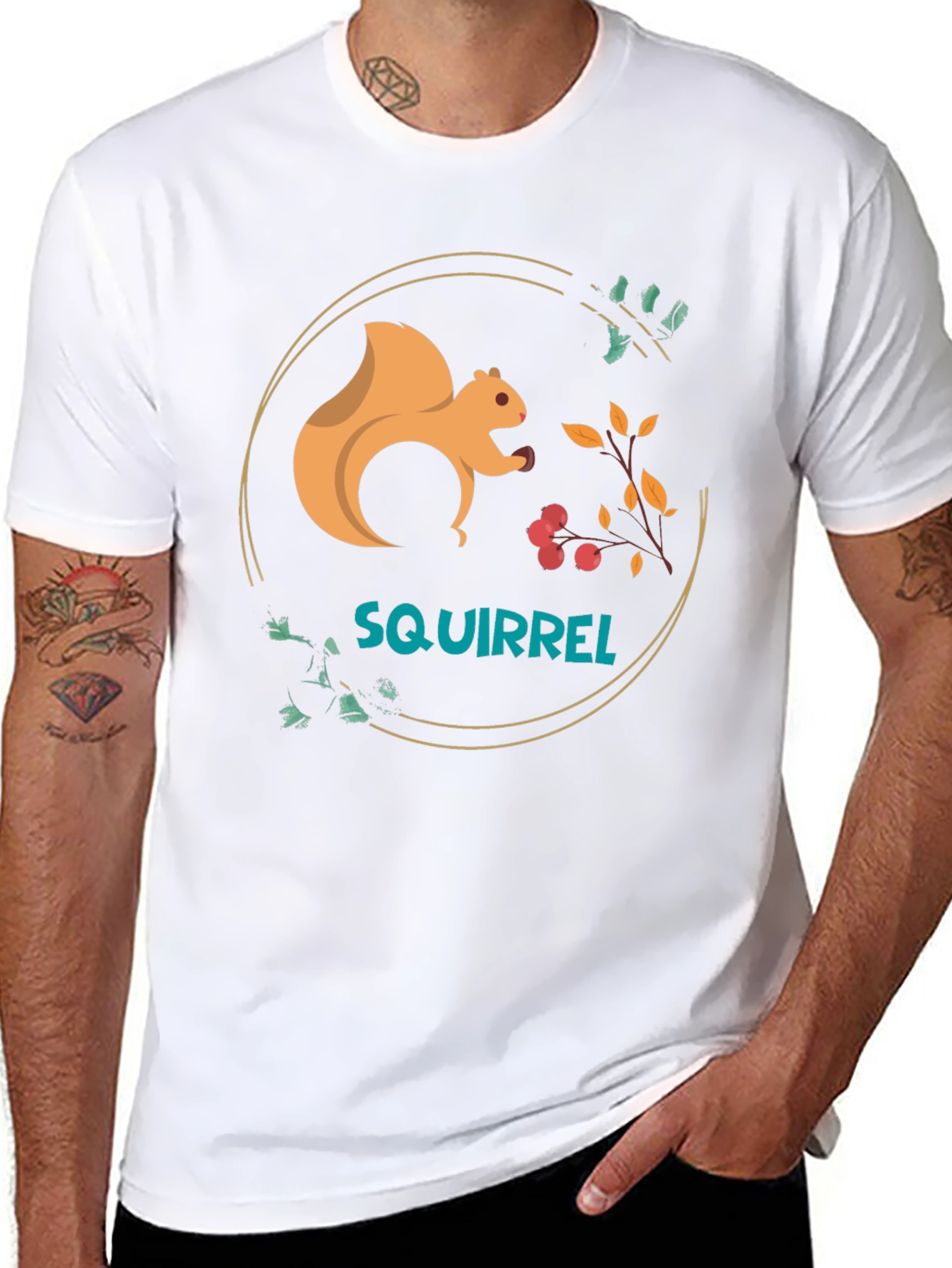 Squirrel Graphic Tee - Black Cotton Blend T-Shirt