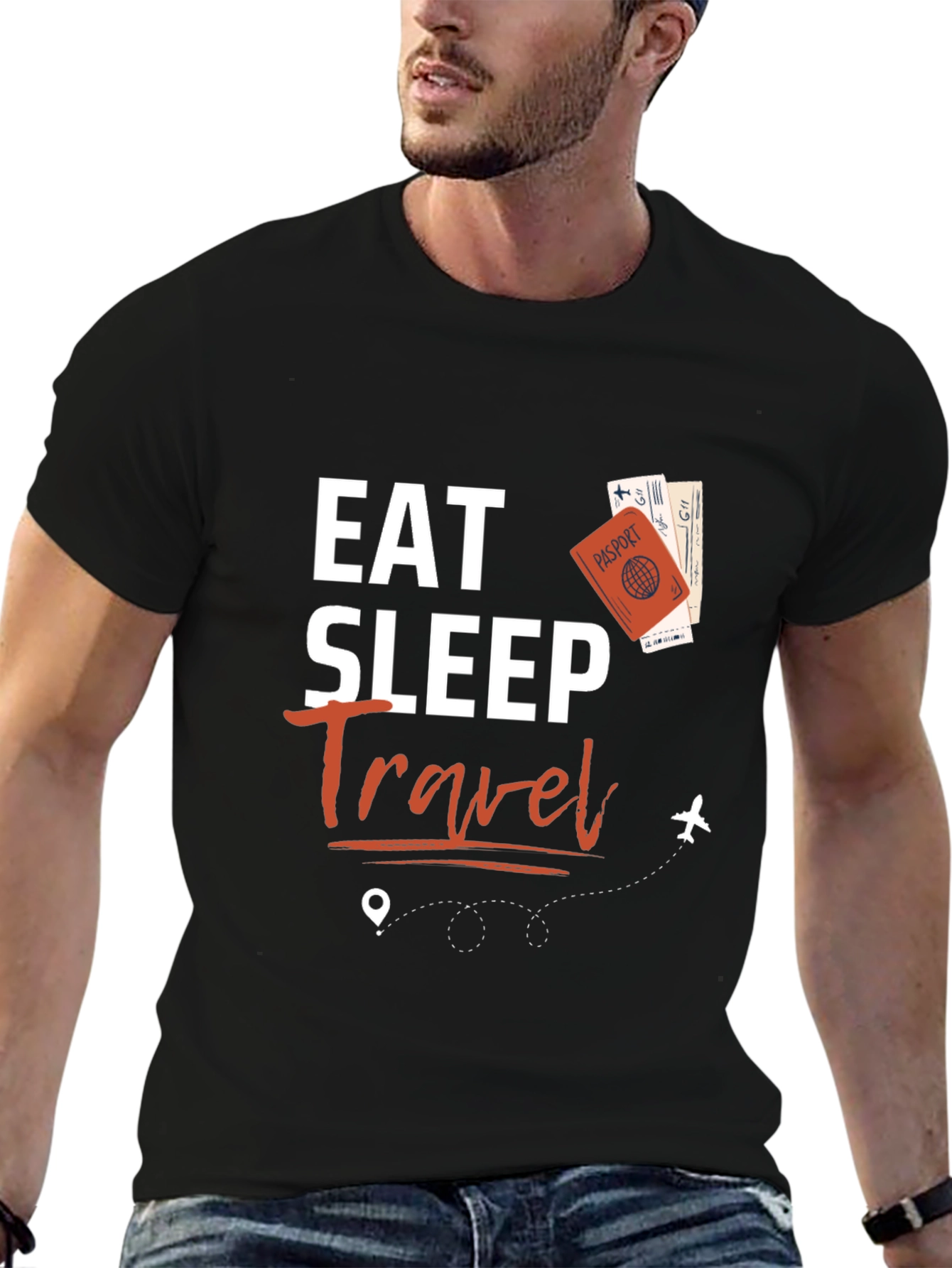 Eat Sleep Travel Black Graphic Tee
