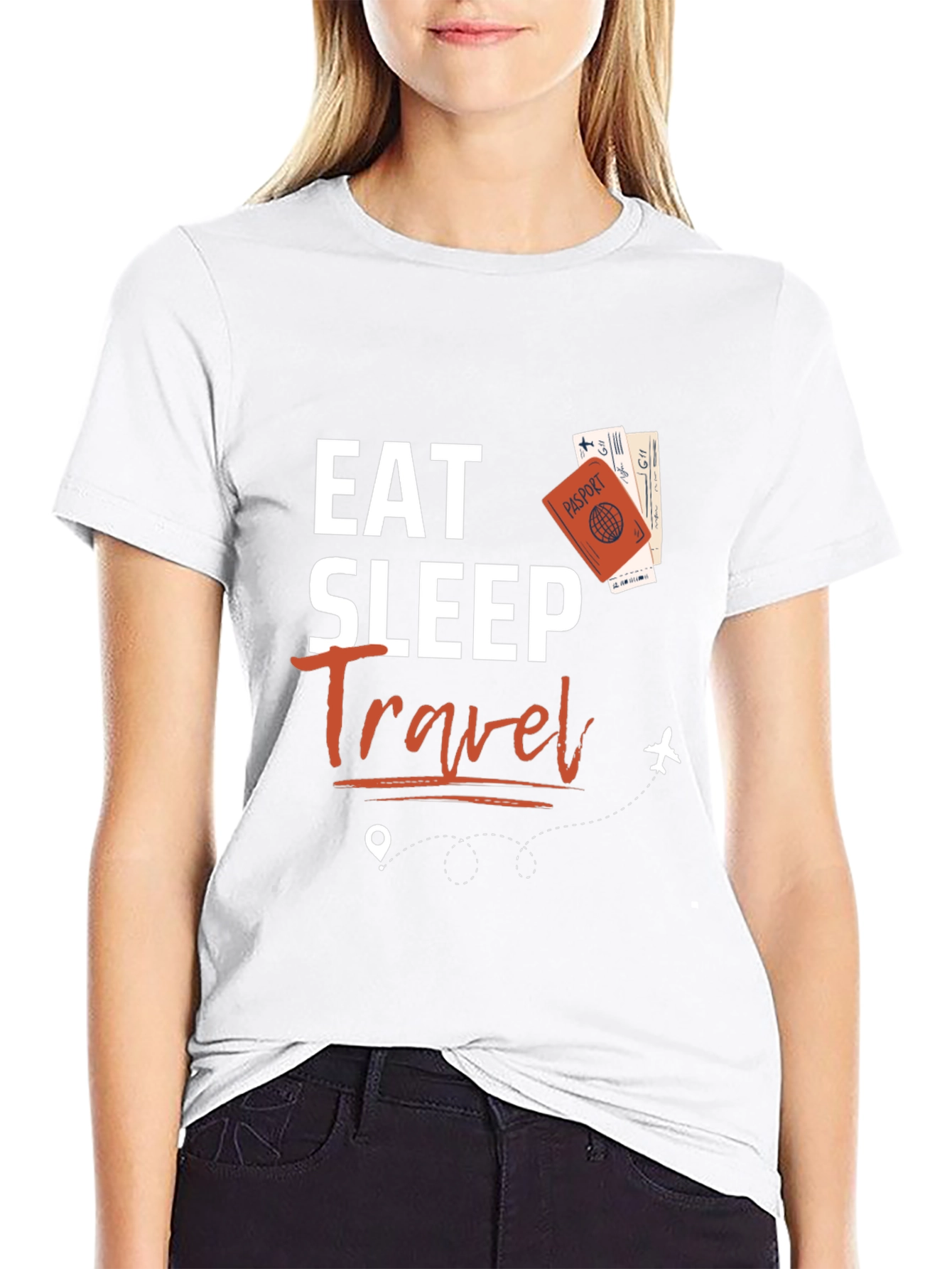 Eat Sleep Travel Black Graphic Tee