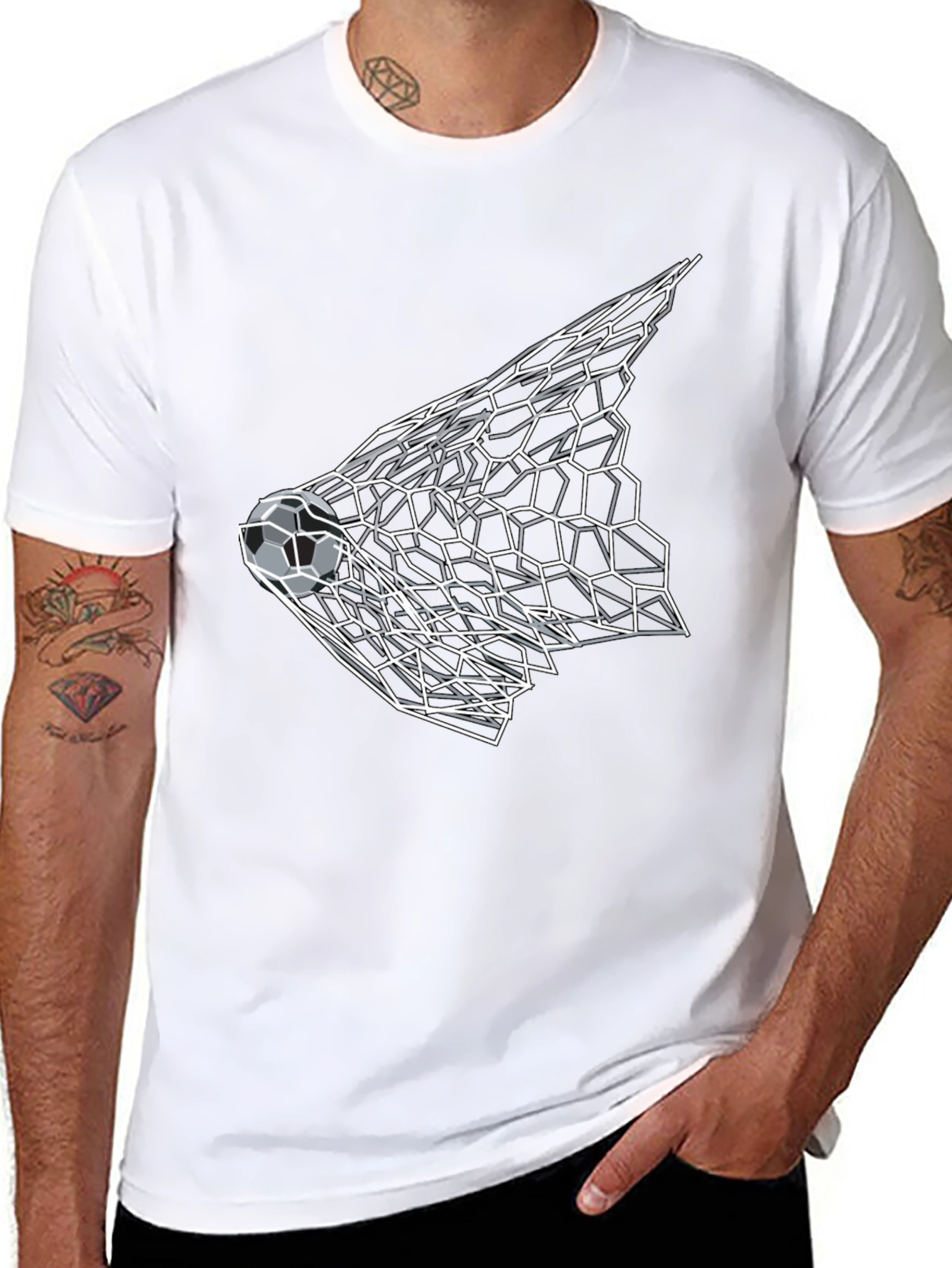 Soccer Goal Graphic Tee - Black Cotton Shirt