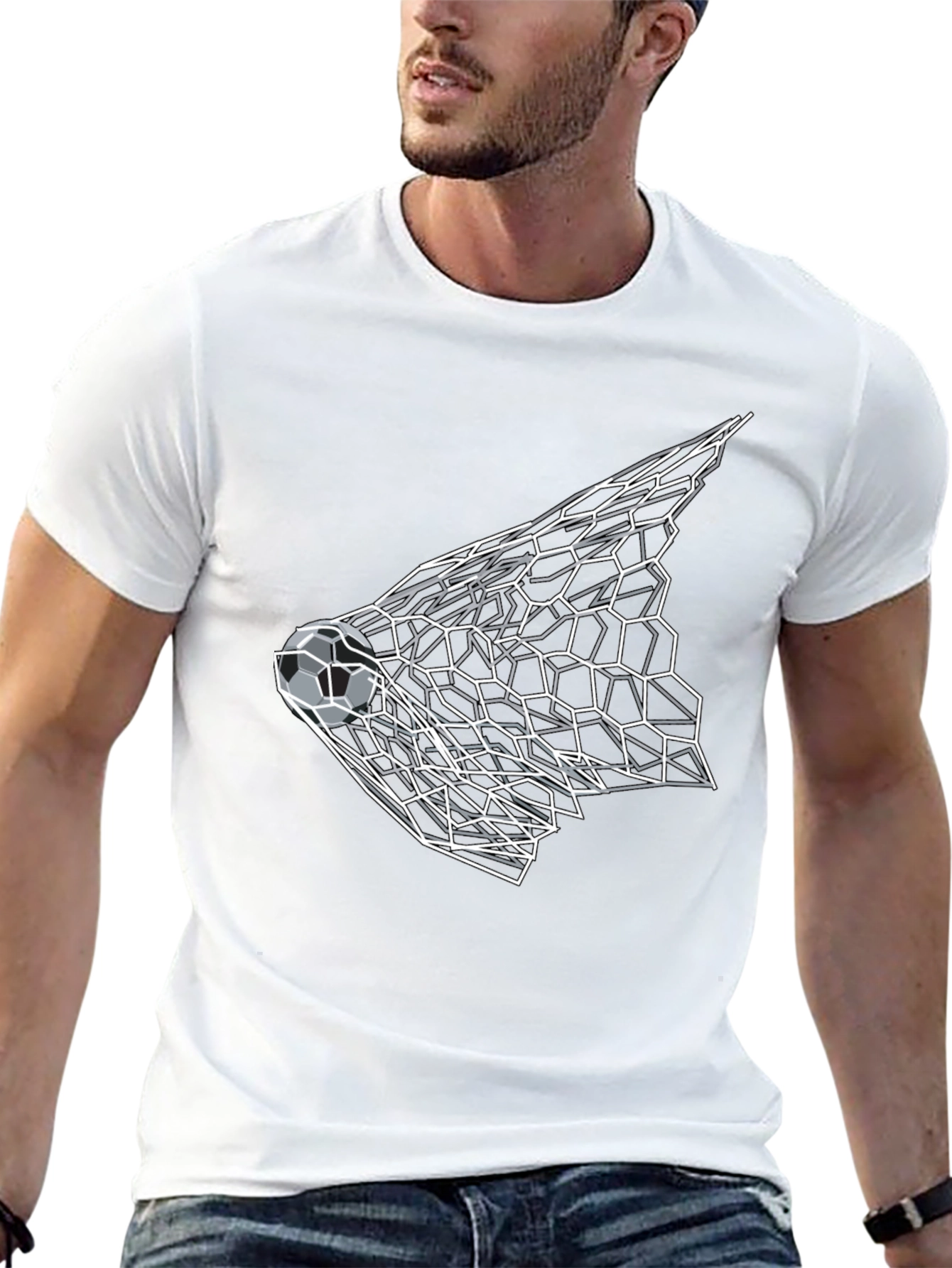 Soccer Goal Graphic Tee - Black Cotton Shirt