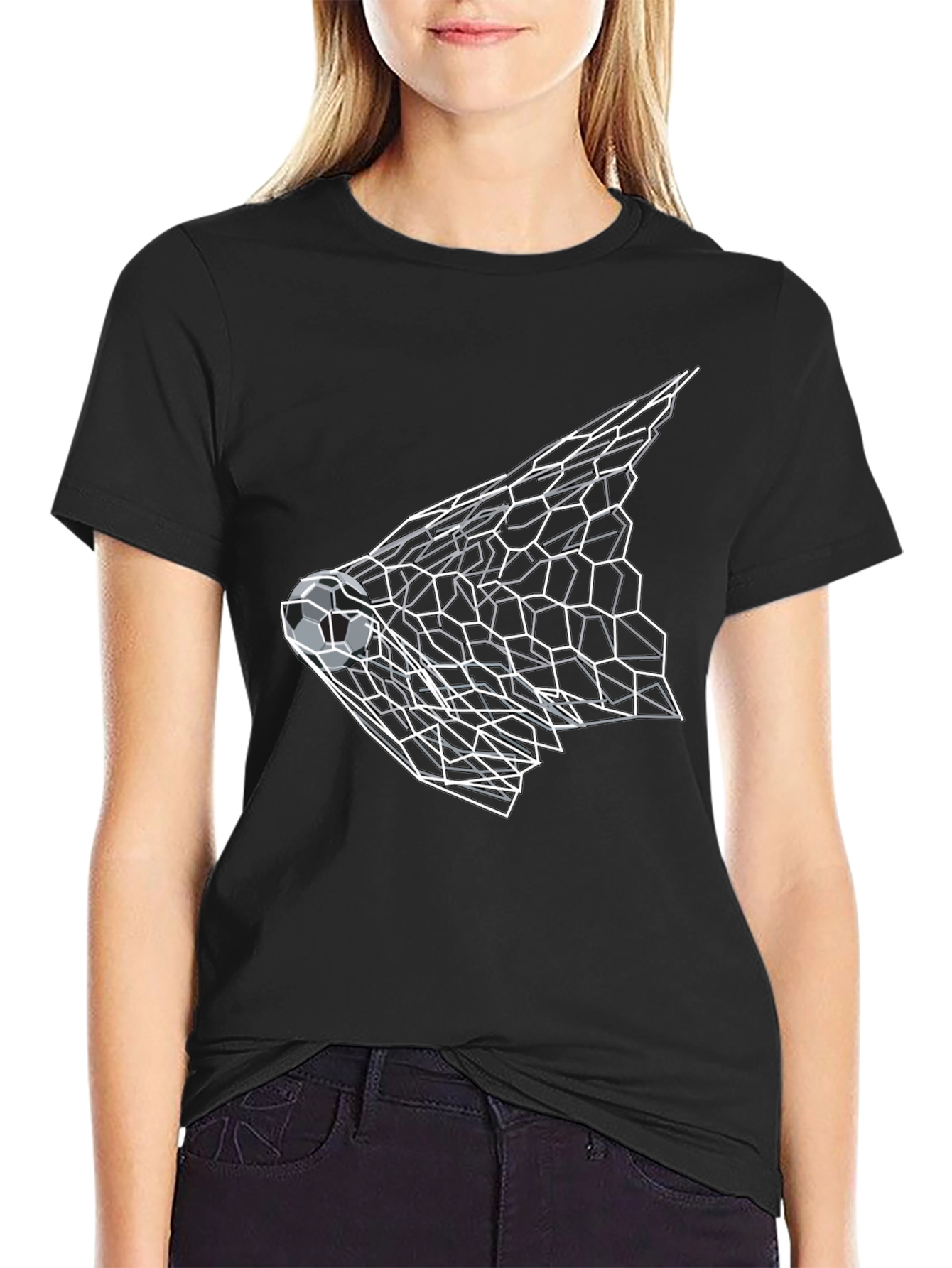 Soccer Goal Graphic Tee - Black Cotton Shirt