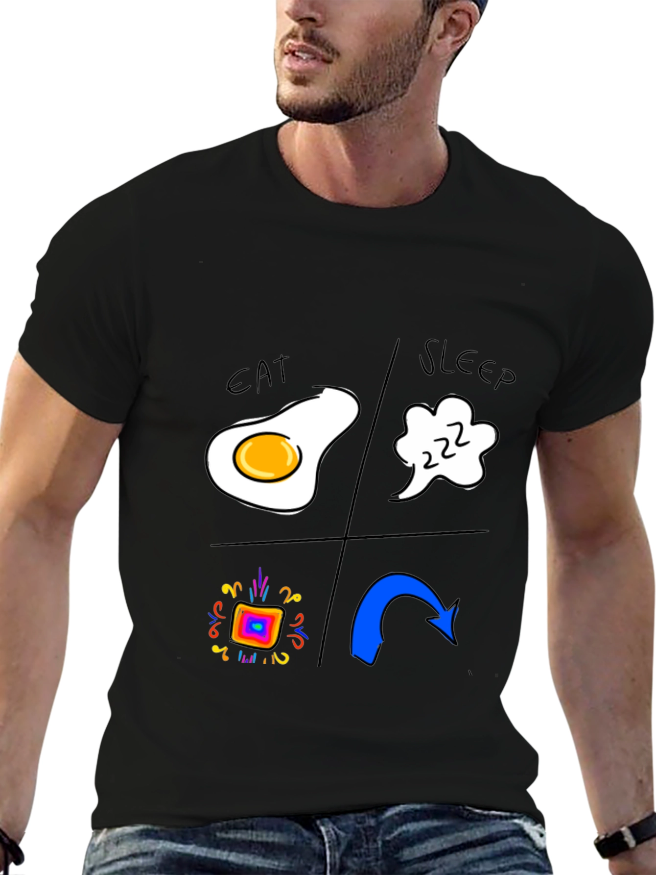 Eat Sleep Rave Repeat Black T-Shirt