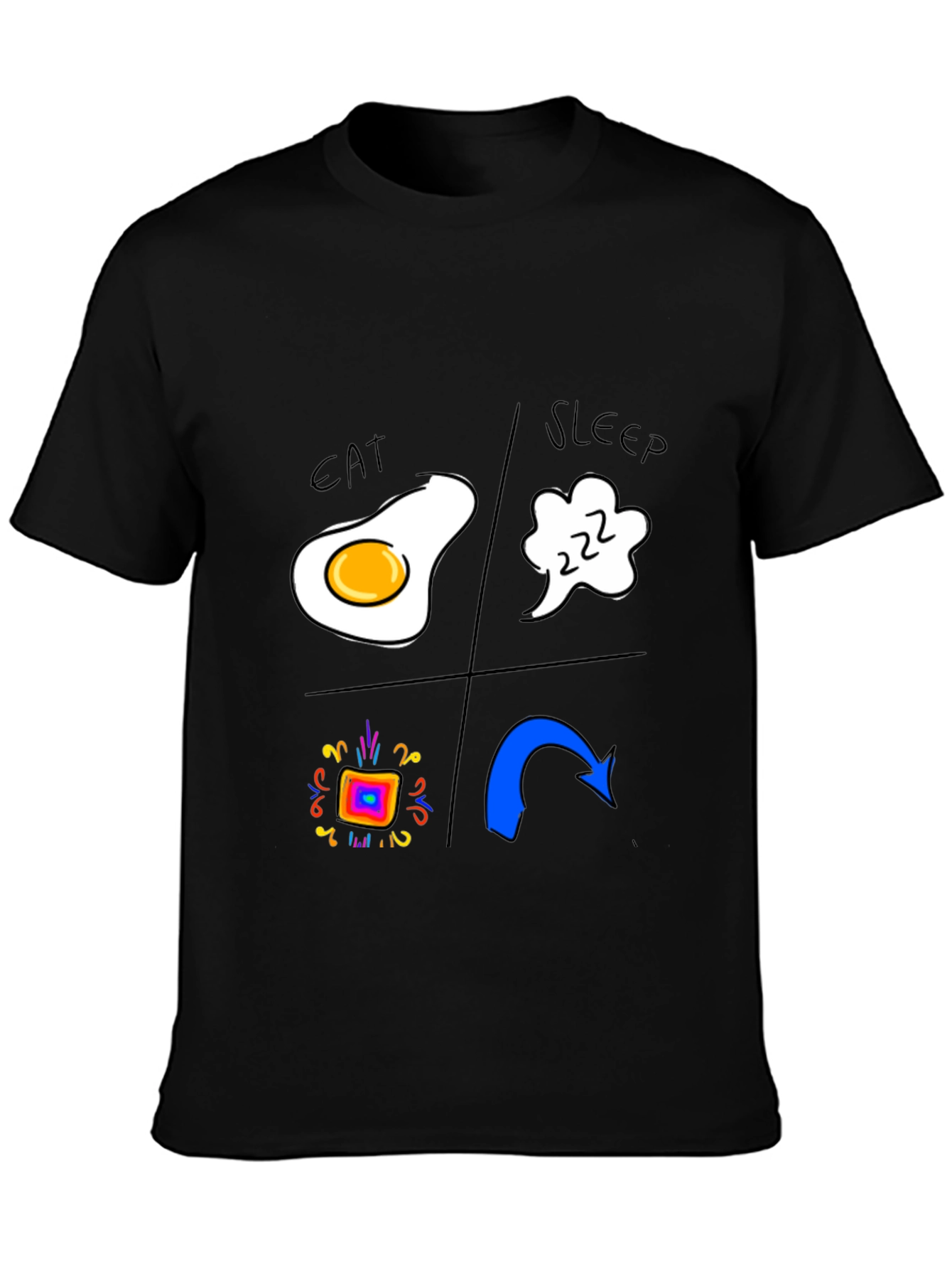 Eat Sleep Rave Repeat Black T-Shirt