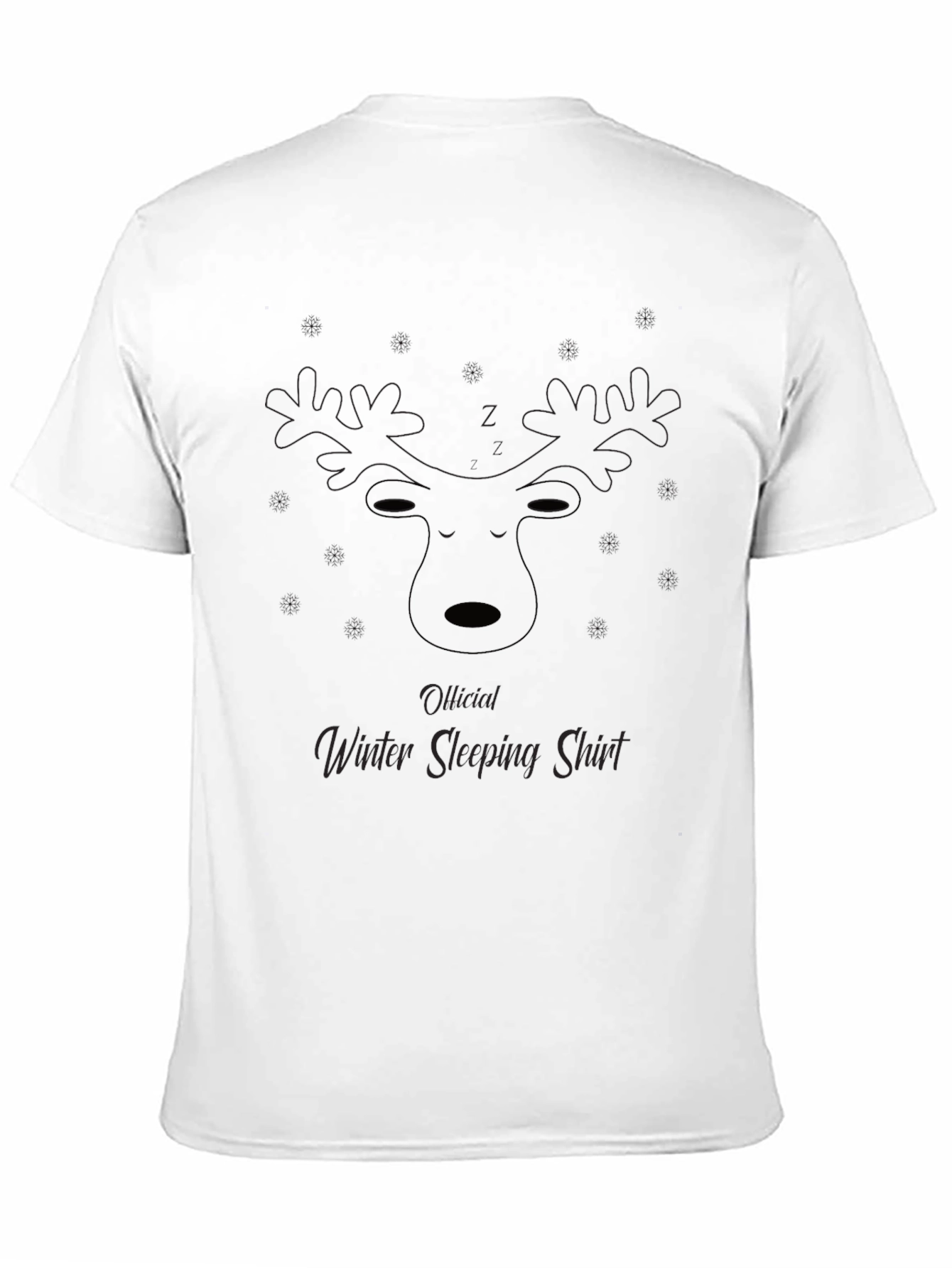 Mens Black Winter Sleeping Shirt with Reindeer Design