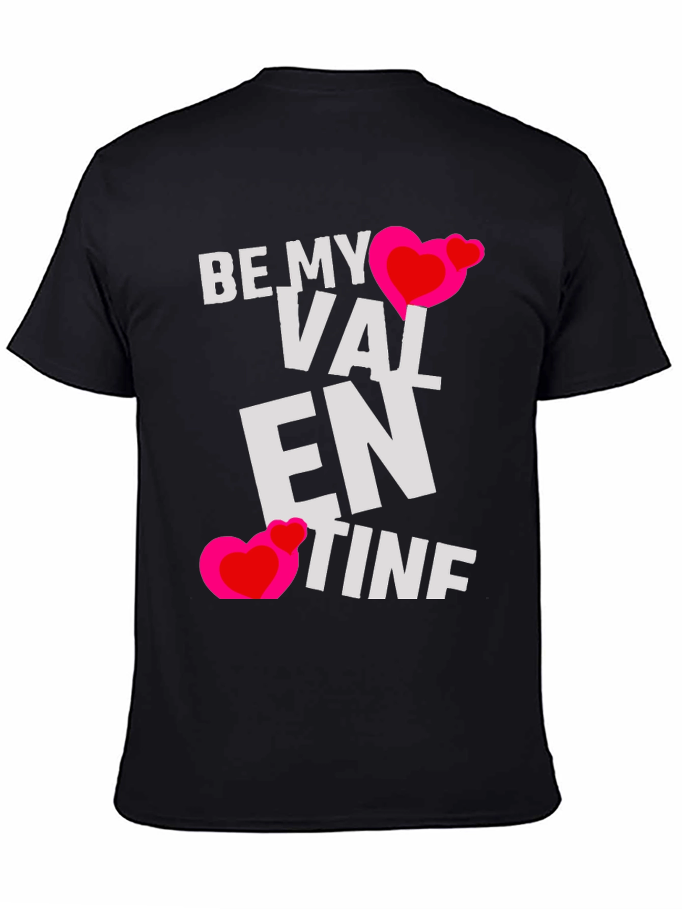 Be My Valentine Heart Graphic Black T-Shirt