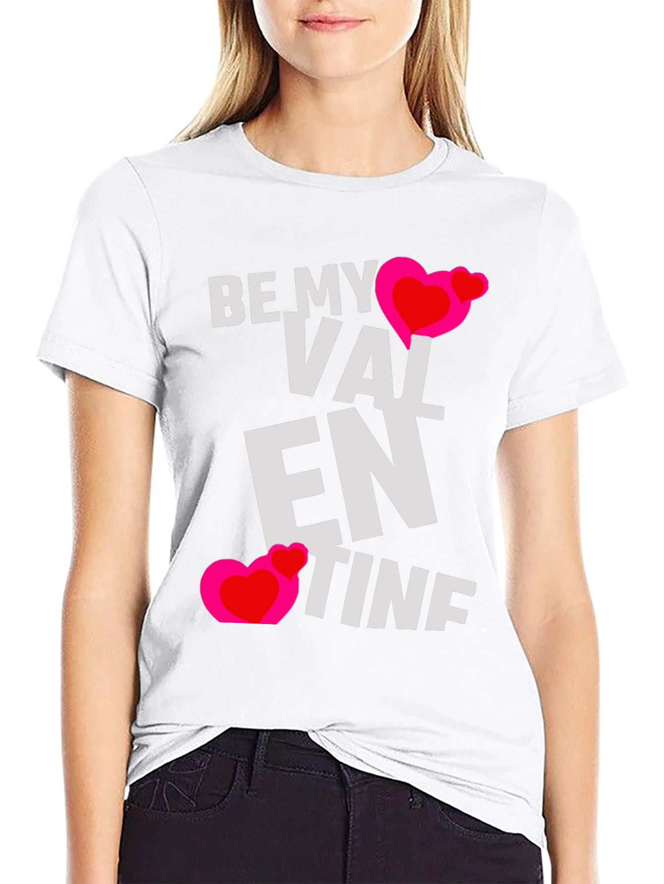 Be My Valentine Heart Graphic Black T-Shirt