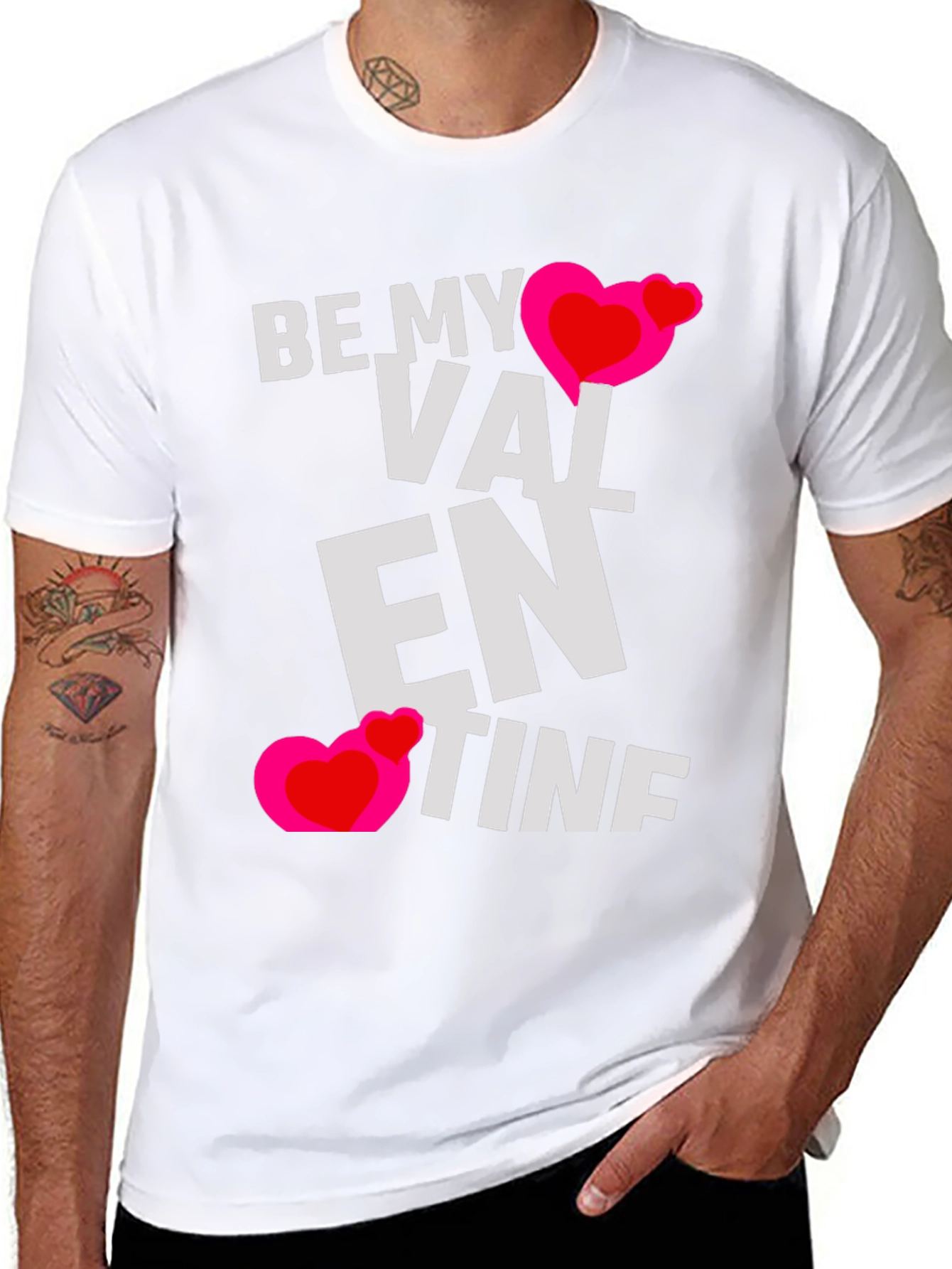 Be My Valentine Heart Graphic Black T-Shirt