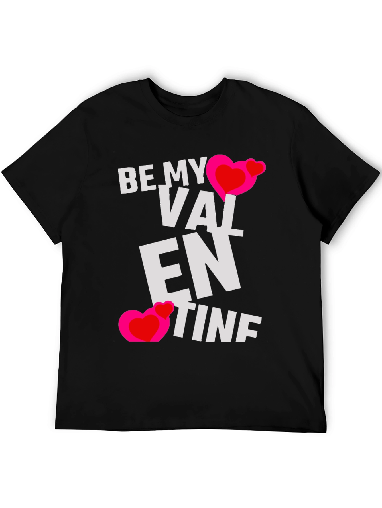 Be My Valentine Heart Graphic Black T-Shirt
