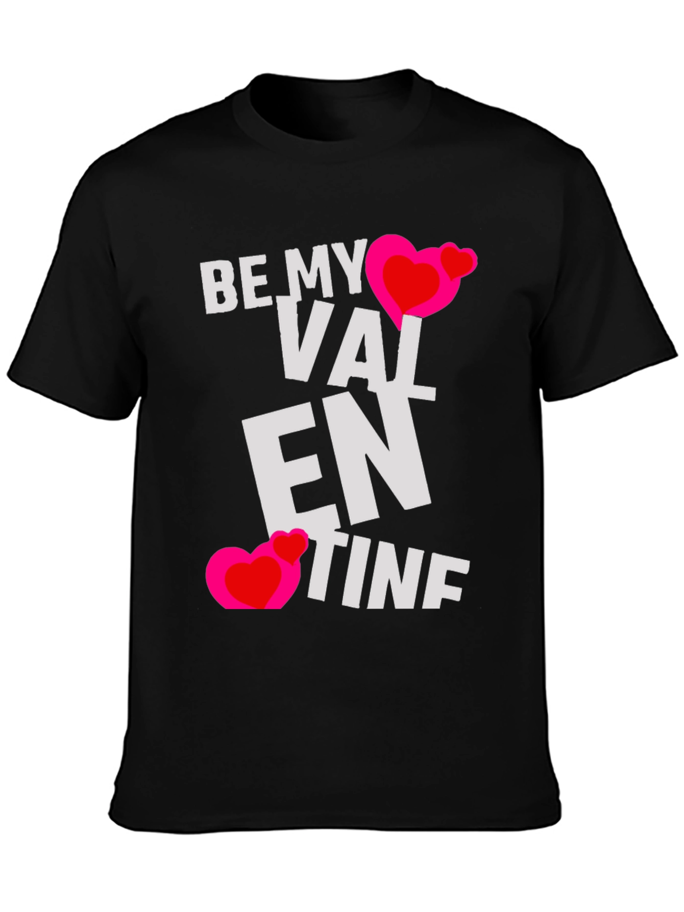 Be My Valentine Heart Graphic Black T-Shirt