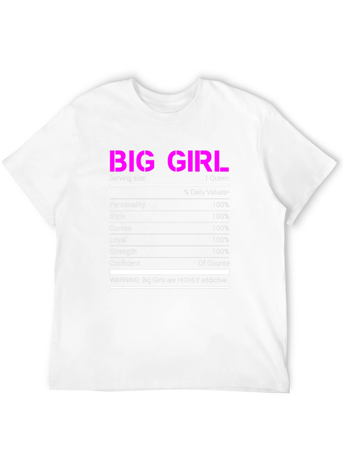 Big Girl Nutrition Facts T-Shirt Funny Novelty Tee