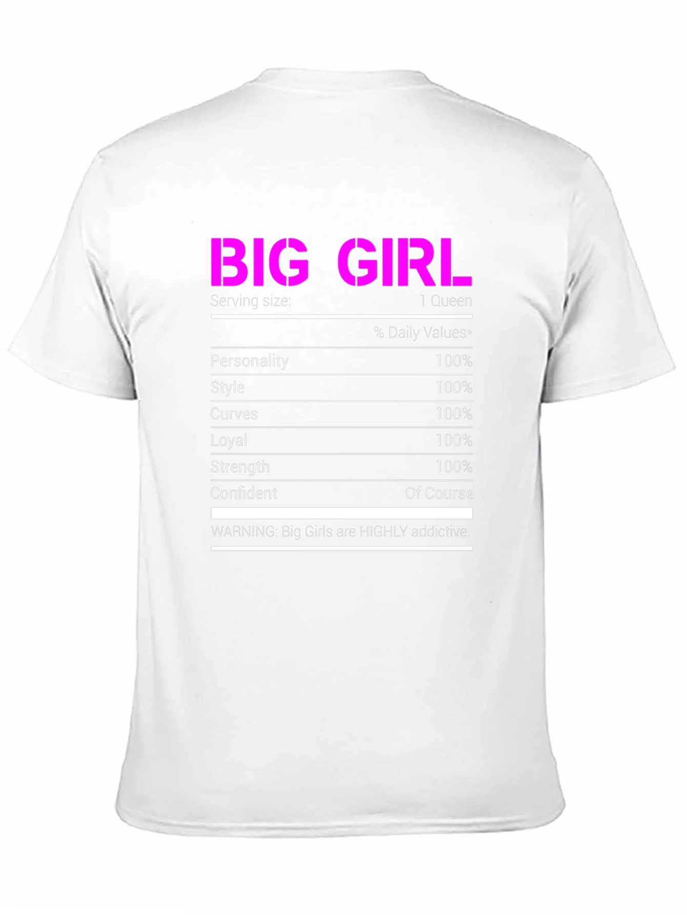 Big Girl Nutrition Facts T-Shirt Funny Novelty Tee