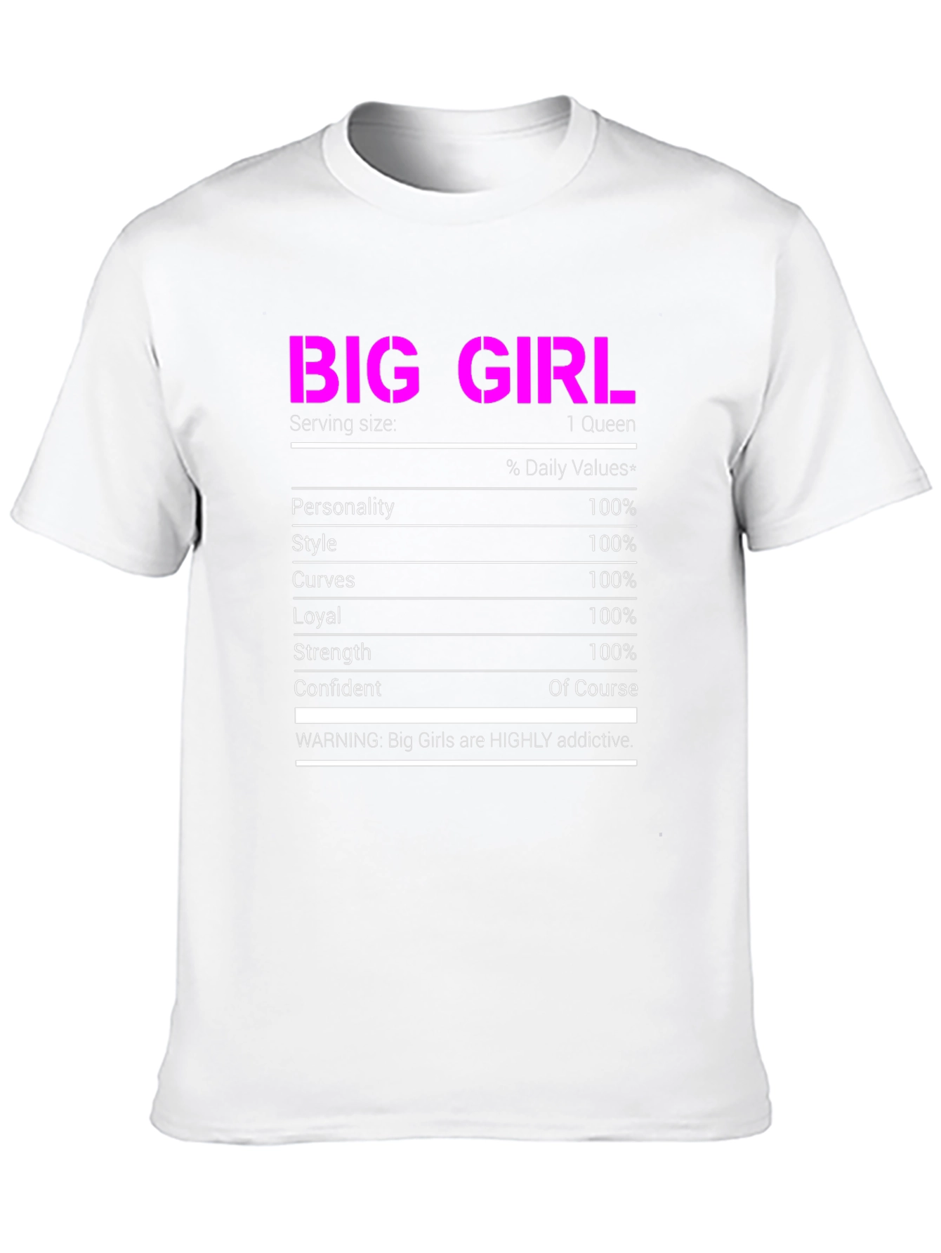 Big Girl Nutrition Facts T-Shirt Funny Novelty Tee