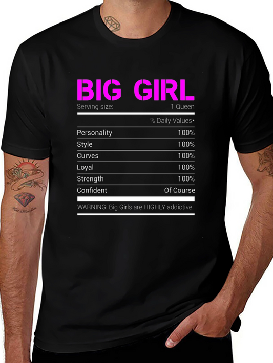 Big Girl Nutrition Facts T-Shirt Funny Novelty Tee