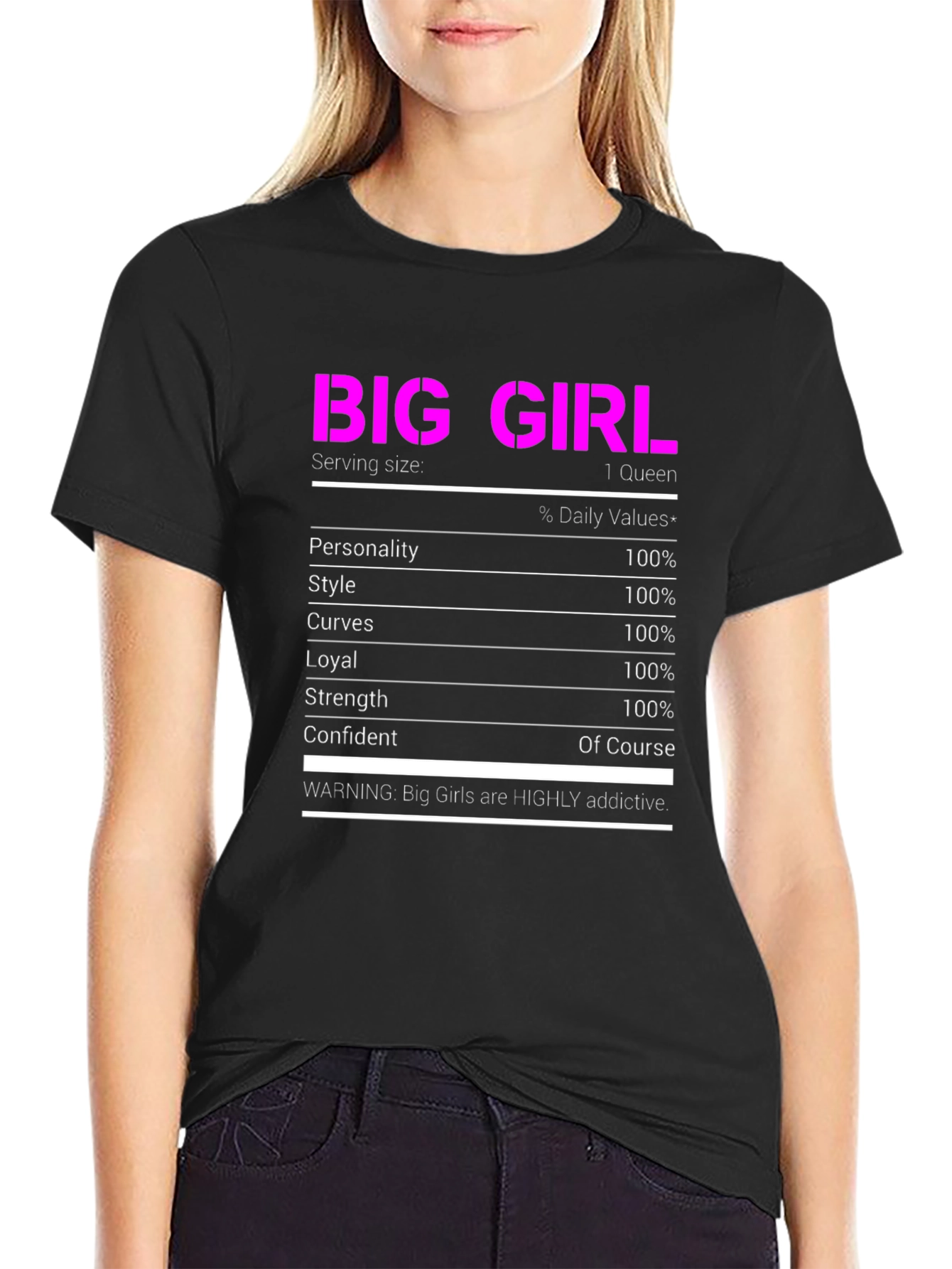 Big Girl Nutrition Facts T-Shirt Funny Novelty Tee