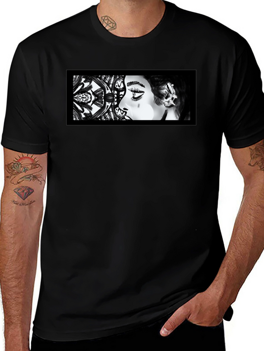 Abstract Woman Graphic Black T-Shirt