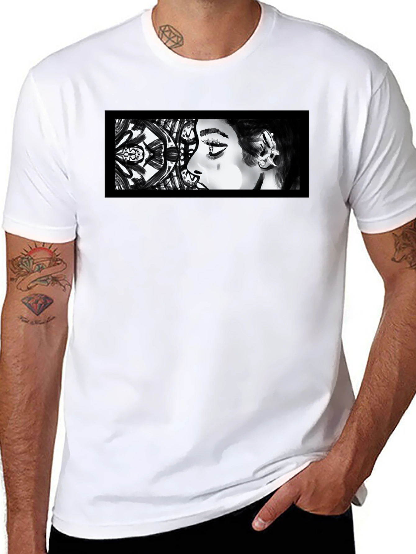 Abstract Woman Graphic Black T-Shirt