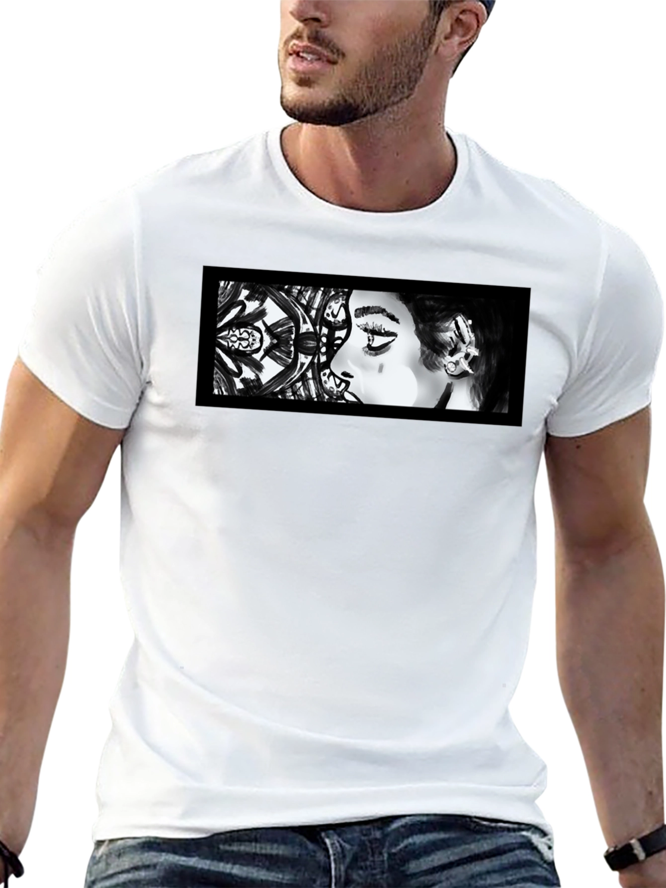 Abstract Woman Graphic Black T-Shirt