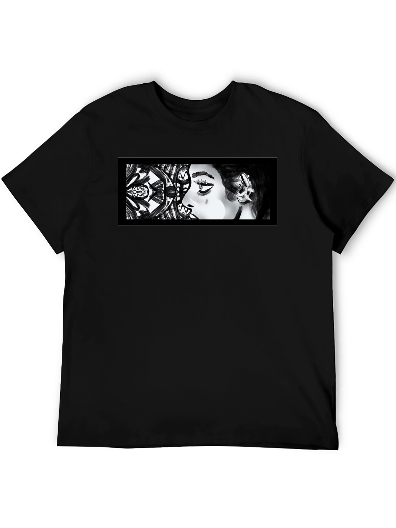Abstract Woman Graphic Black T-Shirt