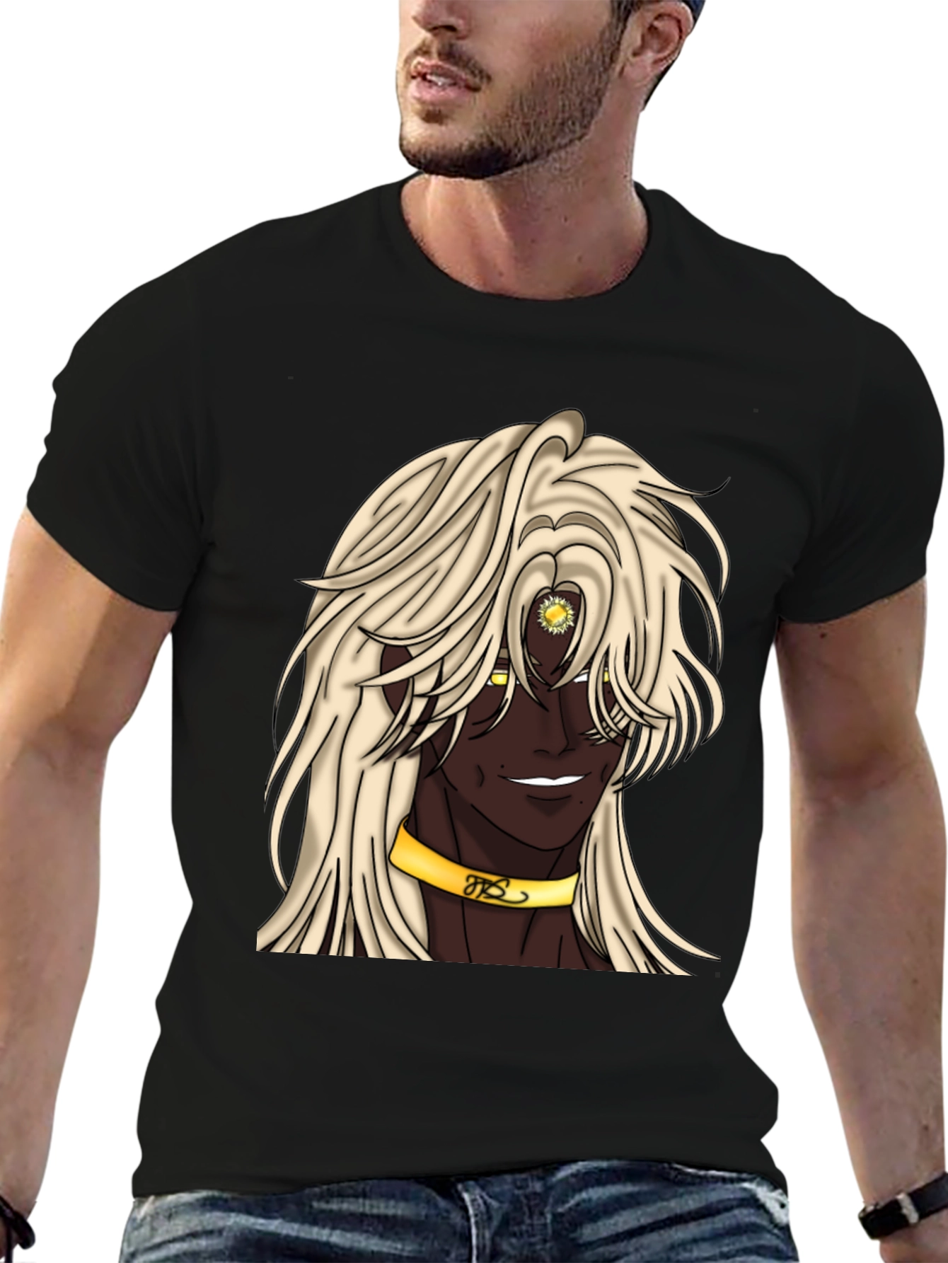 Anime Character Graphic Tee - Black