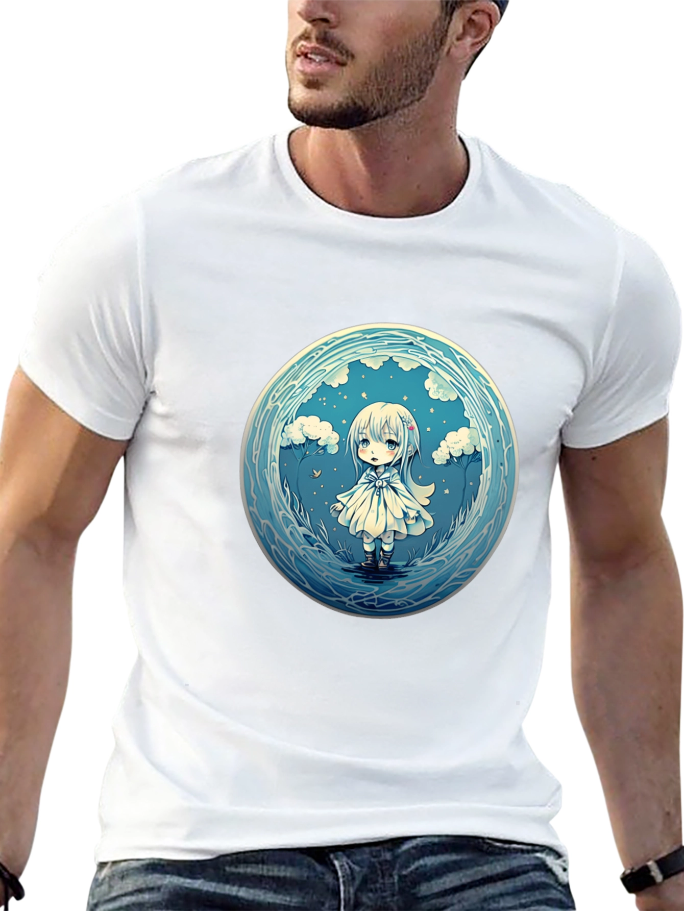 Anime Girl Graphic Tee - Stylish Black Cotton T-Shirt
