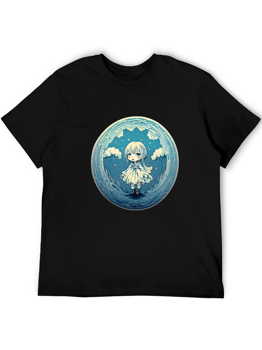 Anime Girl Graphic Tee - Stylish Black Cotton T-Shirt