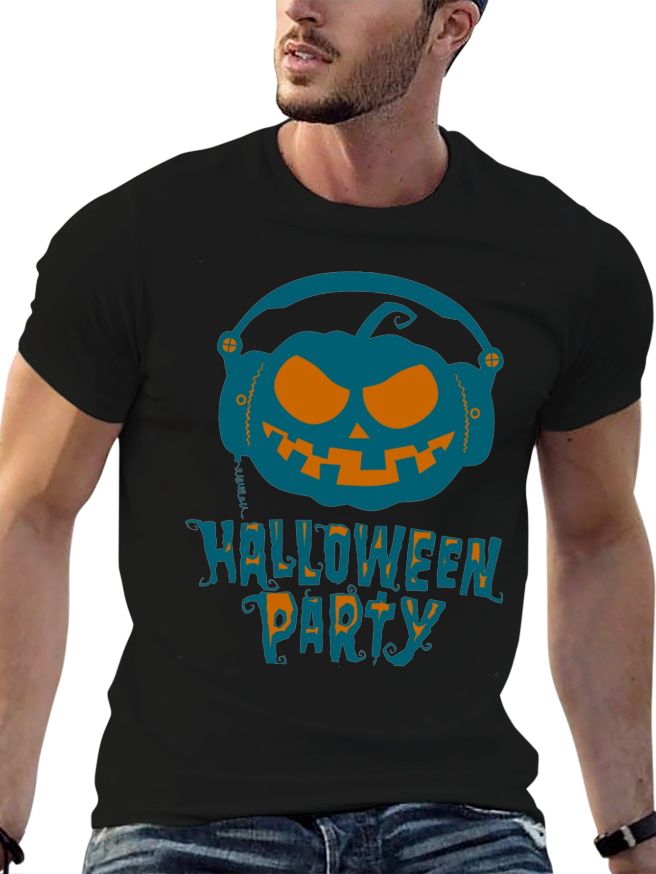 Halloween Party Pumpkin Headphone T-Shirt
