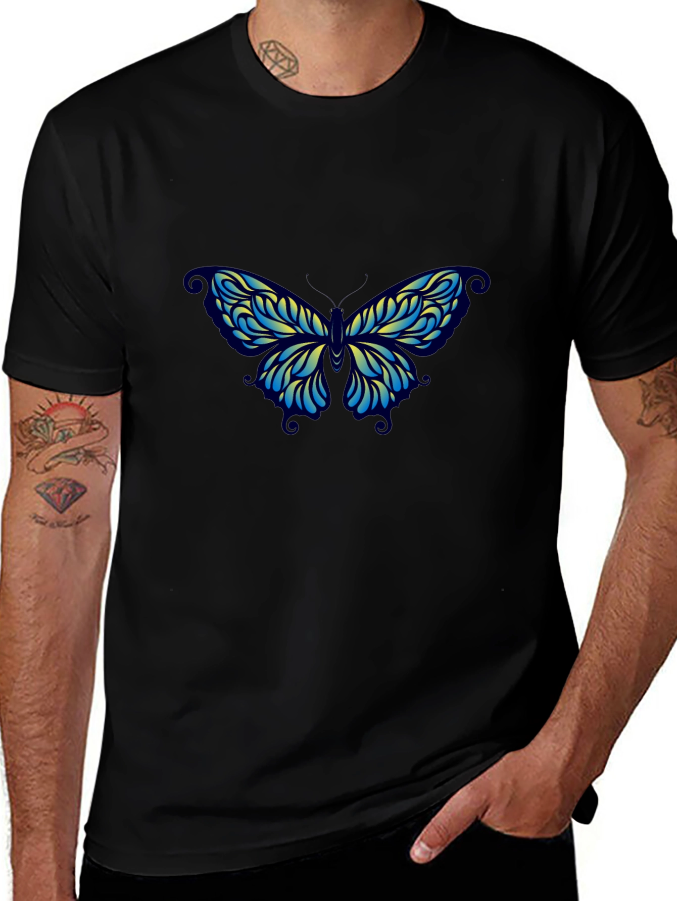 Butterfly Graphic Black T-Shirt - Stylish & Comfortable