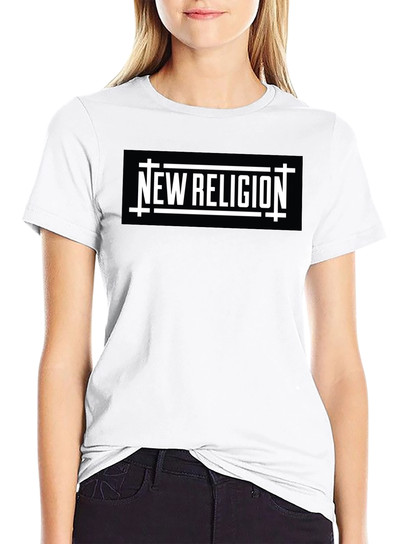 New Religion Graphic Tee - Black Cotton Casual Shirt