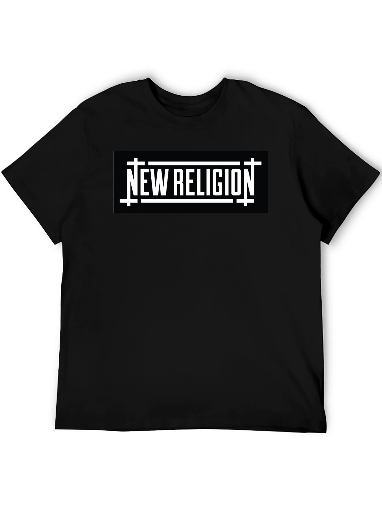 New Religion Graphic Tee - Black Cotton Casual Shirt