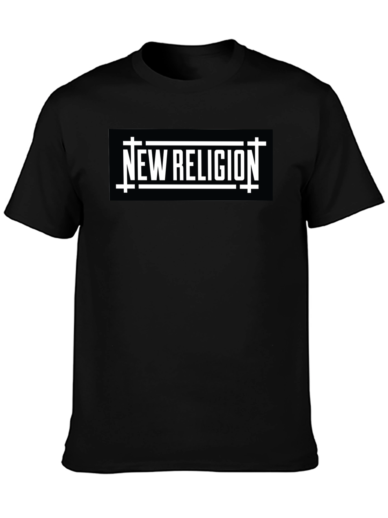 New Religion Graphic Tee - Black Cotton Casual Shirt