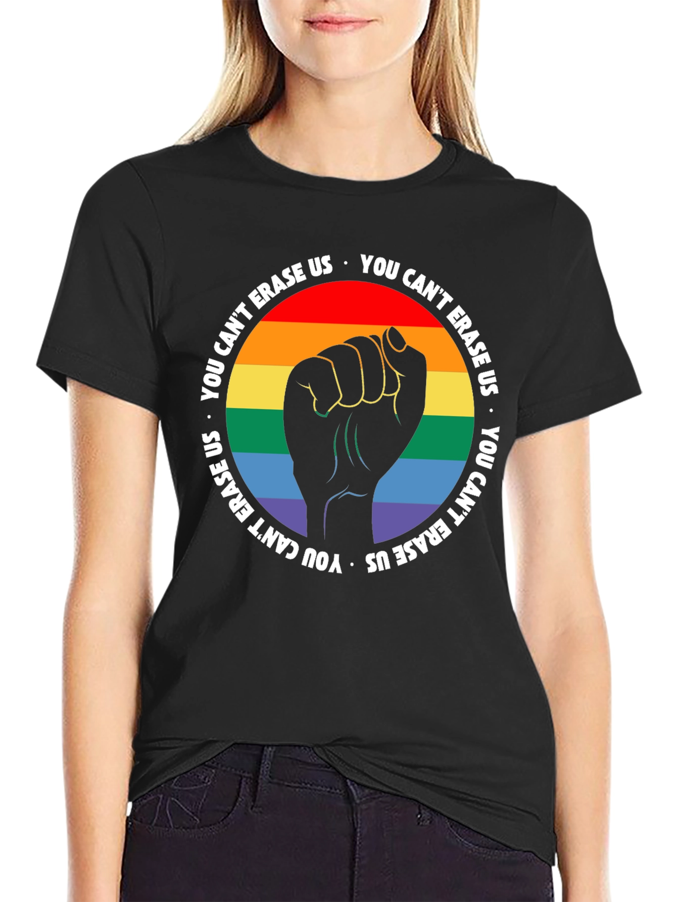 Pride Fist T-Shirt - You Cant Erase Us