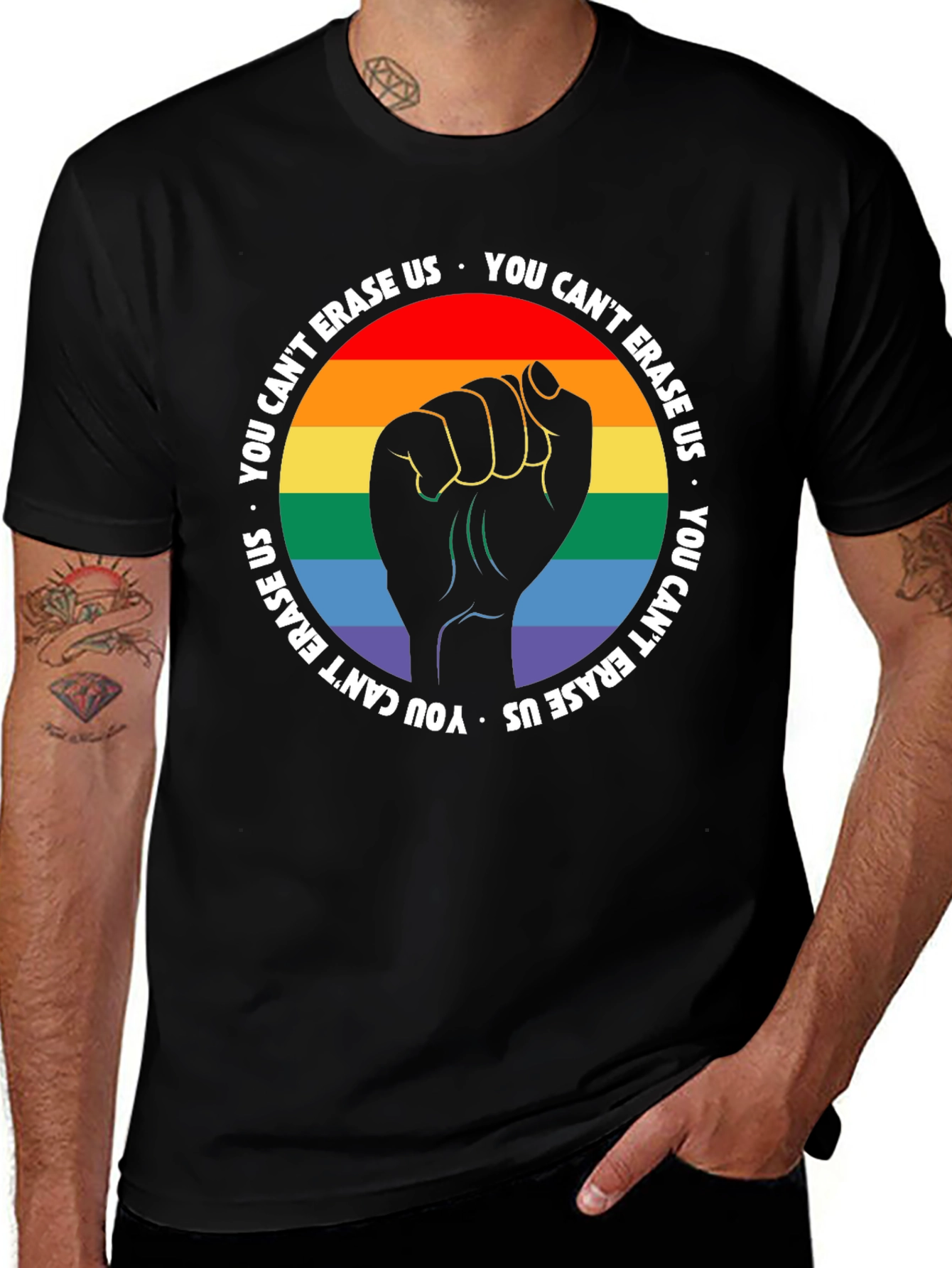 Pride Fist T-Shirt - You Cant Erase Us