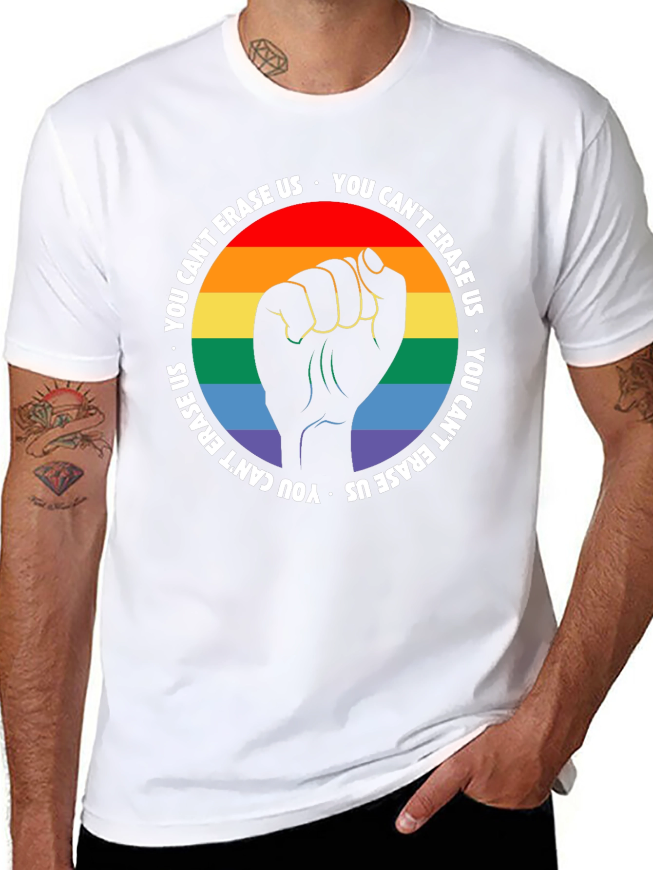 Pride Fist T-Shirt - You Cant Erase Us