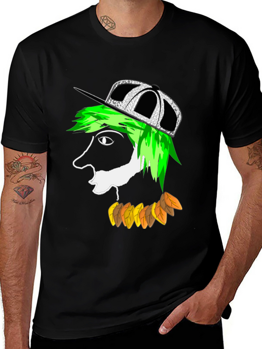 Funky Cartoon Face Black T-Shirt