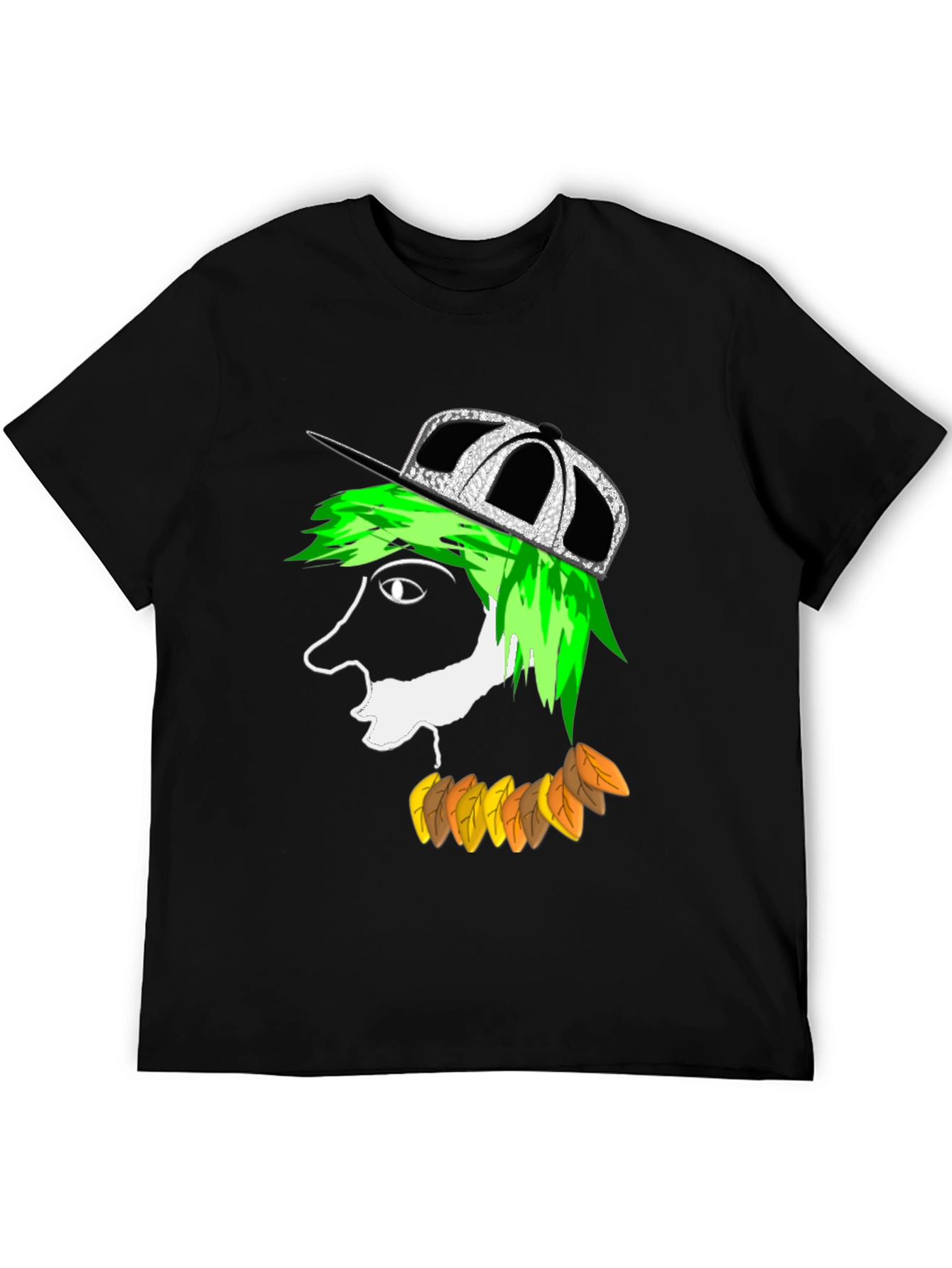 Funky Cartoon Face Black T-Shirt