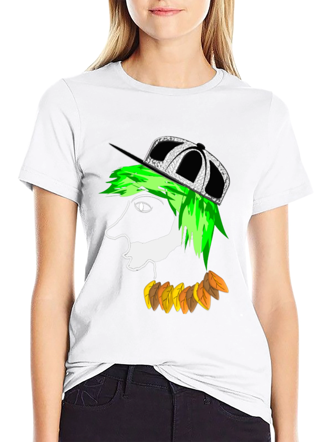 Funky Cartoon Face Black T-Shirt