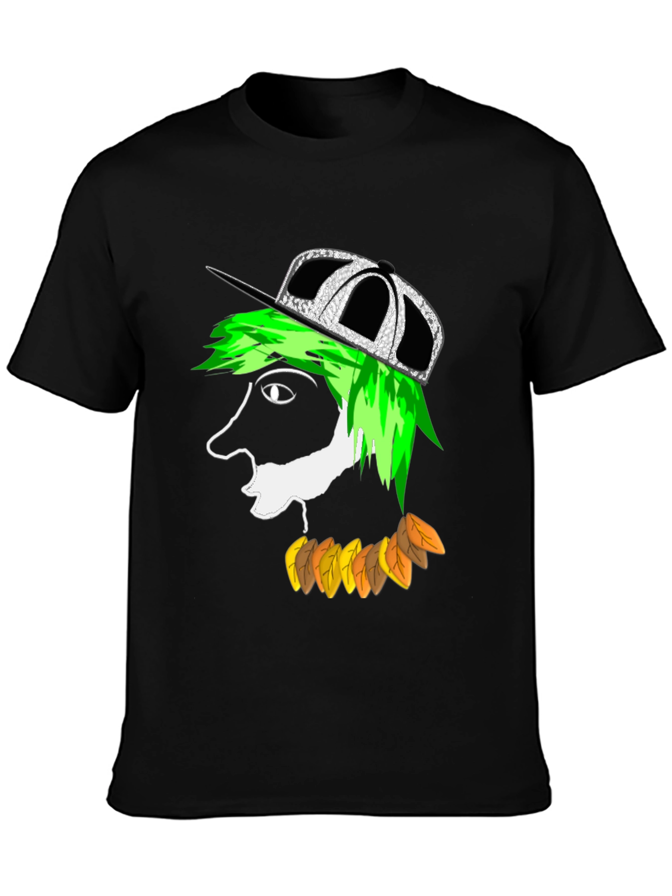 Funky Cartoon Face Black T-Shirt